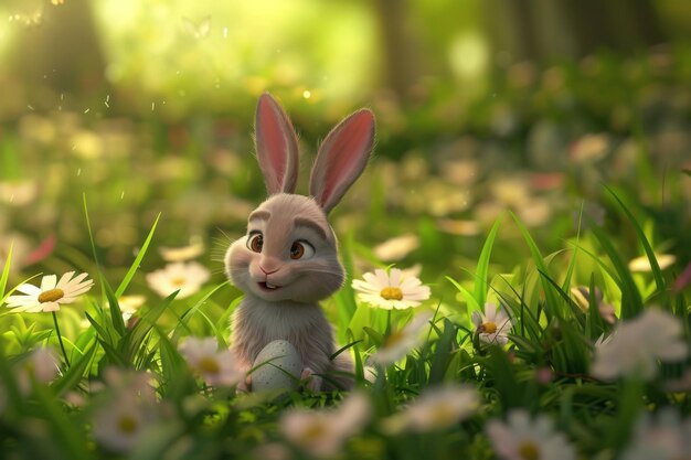 Easter Bunny in Animation 3D style