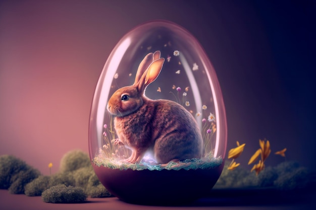 easter bunny breaking out of an egg