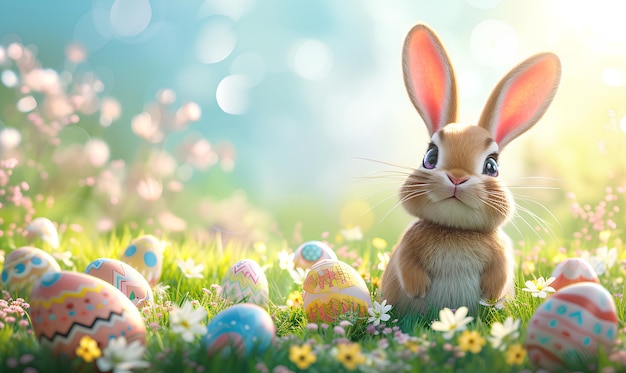 easter bunny and easter eggs