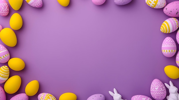 Easter bunny eggs frame background