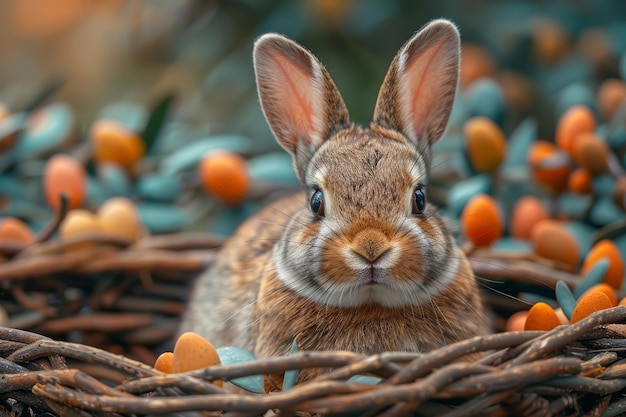 Foto il coniglietto di pasqua in un mondo immaginario ia generativa