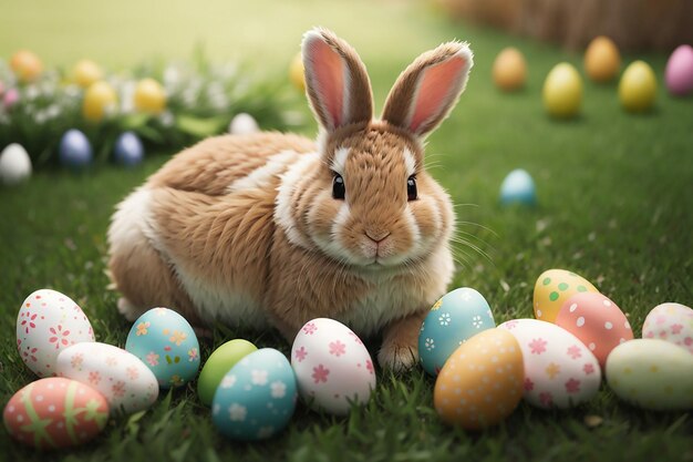 Easter bunny on grass