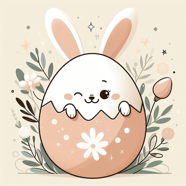 Foto il coniglietto di pasqua si nasconde dietro un uovo di pasqua