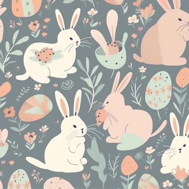 easter bunny illustration seamless pattern high quality