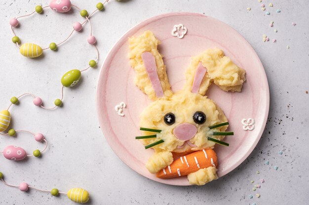 Easter bunny kids meal form mashed potatoes