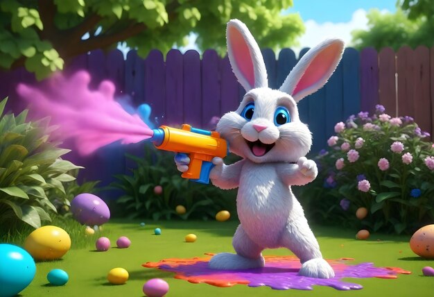bunny playing holi