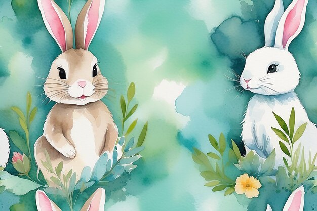 Easter bunny watercolor background