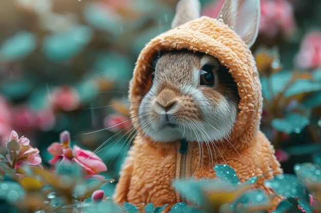 Photo easter bunny wearing a costume in a fantasy world generative ai