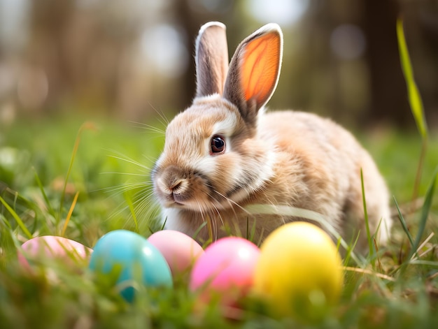 Easter bunny with a basket of eggs