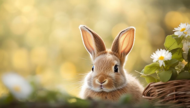 Easter bunny with beautiful spring nature