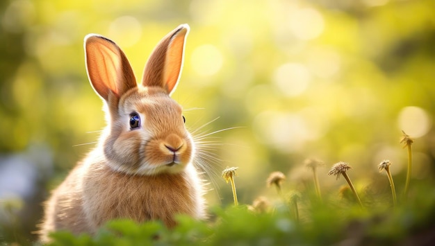 Пасхальный кролик с красивой весенней природой