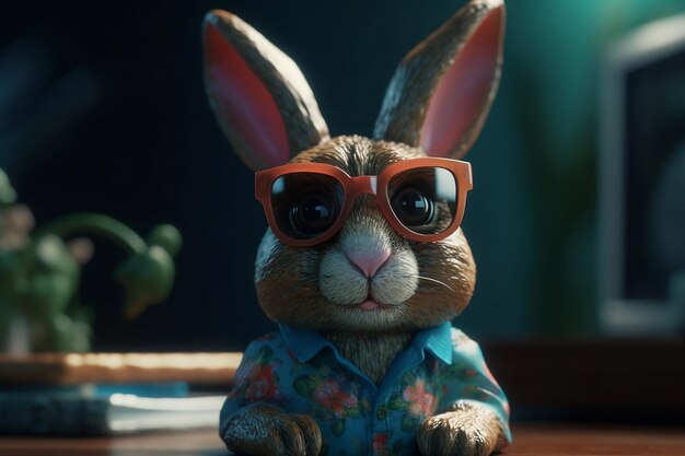 Easter bunny with easter eggs Generative AI