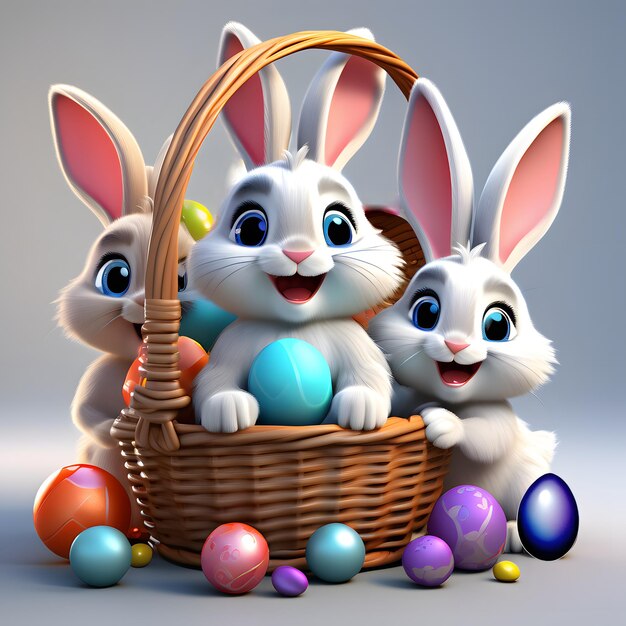 easter bunny with easter eggs rabbit AI generated