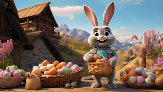 easter bunny with easter eggs