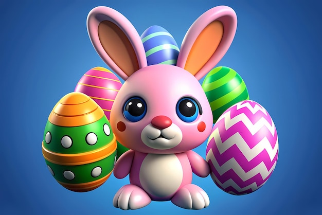 Easter bunny with egg 3d background design