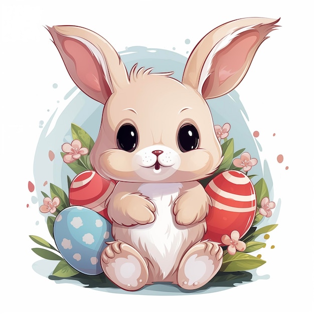 Easter bunny with eggs