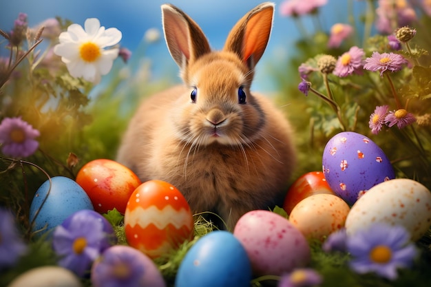 Easter bunny with eggs