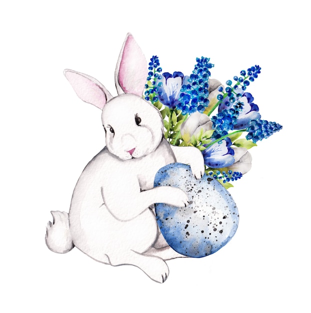 Easter bunny with flowers