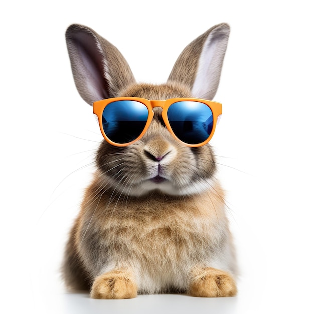 Easter bunny with sunglasses on white background