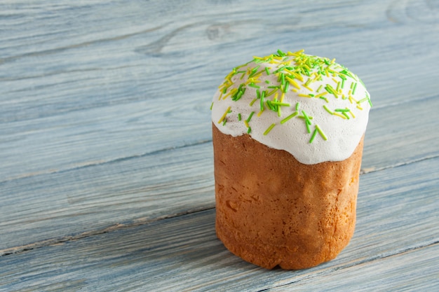 Easter Cake - Russian and Ukrainian Traditional Kulich. Homemade Easter Bread. Selective focus.