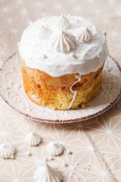 Easter cake on a rustic wooden background