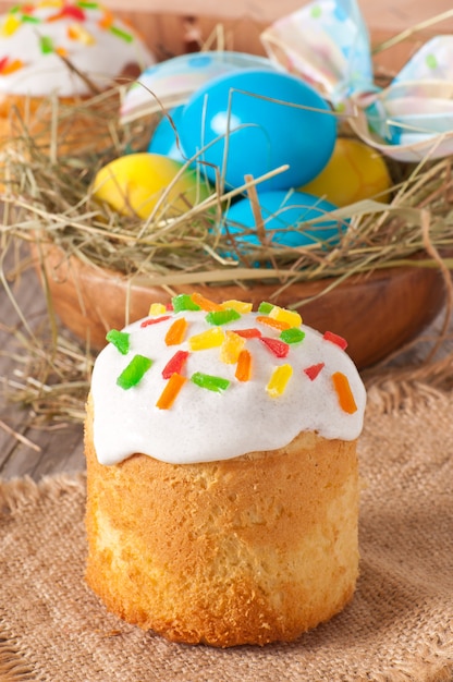 Easter cake with colorful eggs