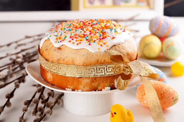 Easter cake with eggs