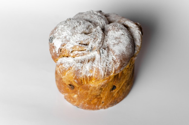 Easter cake with raisins on a white background