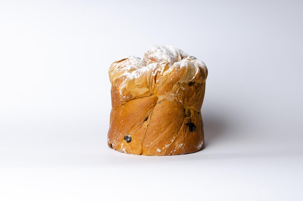 Easter cake with raisins on a white background