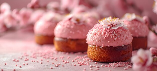 春の花で飾られたイースターケーキ