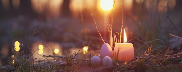 Easter Candles at Dusk Flickering Lights as Symbols of Hope and Faith