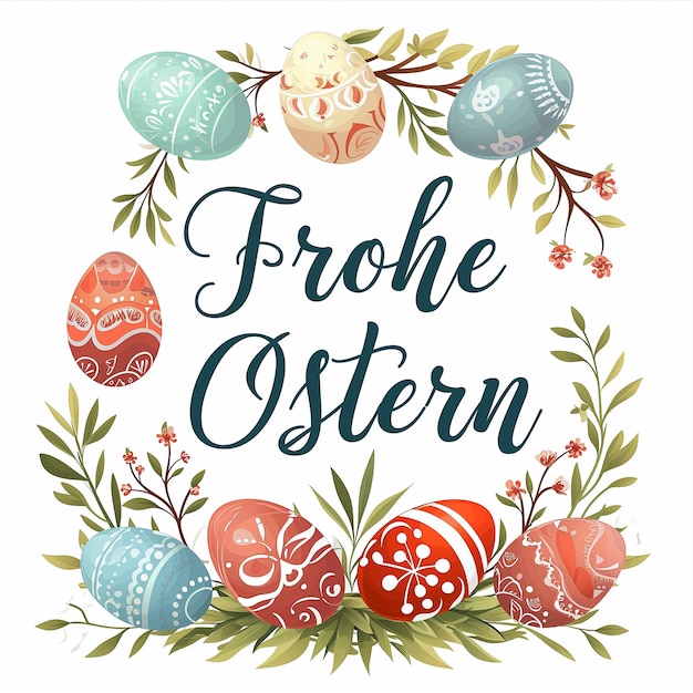 Photo easter card designs text on german frohe ostern happy easter framework