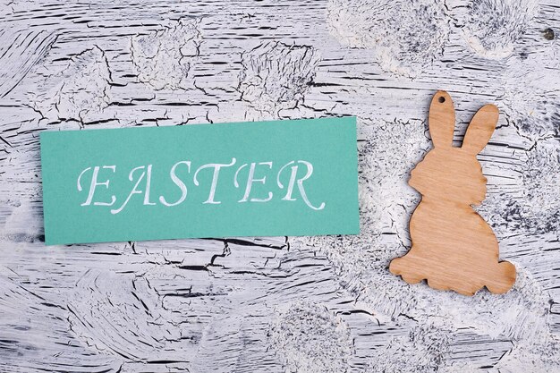 Photo easter card plywood rabbit cutout white painted wood texture cheap easter souvenirs