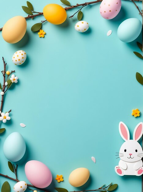 Foto modello di biglietto di pasqua cartella di pasqua minimalista con uova felicità carta di pasqua copyspace