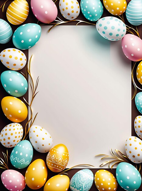 Foto modello di biglietto di pasqua cartella di pasqua minimalista con uova felicità carta di pasqua copyspace