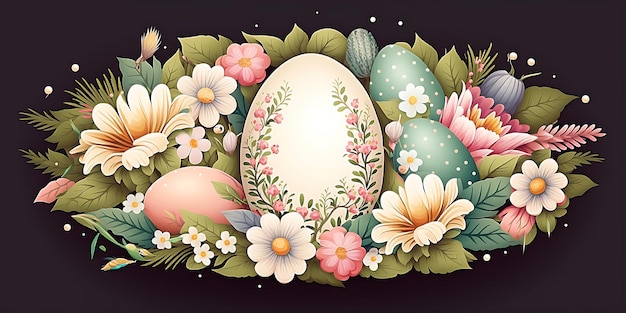 계란, 그림, 부활절 축하 부활절 카드