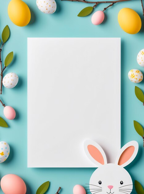 Foto carta di pasqua con uova modello di carta di pascua minimalista felicità carta di pasqua spazio di copia di pasqua