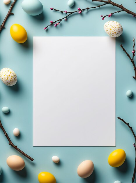 Foto carta di pasqua con uova modello di carta di pascua minimalista felicità carta di pasqua spazio di copia di pasqua