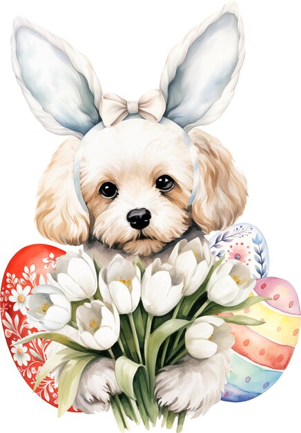 Easter cavapoo illustration