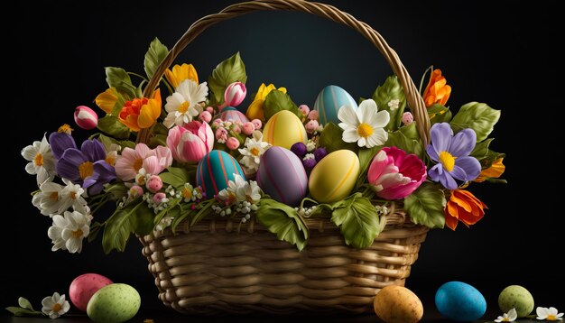 Easter Celebrate Easter in Style with this Festive Basket of Goodies ai generated