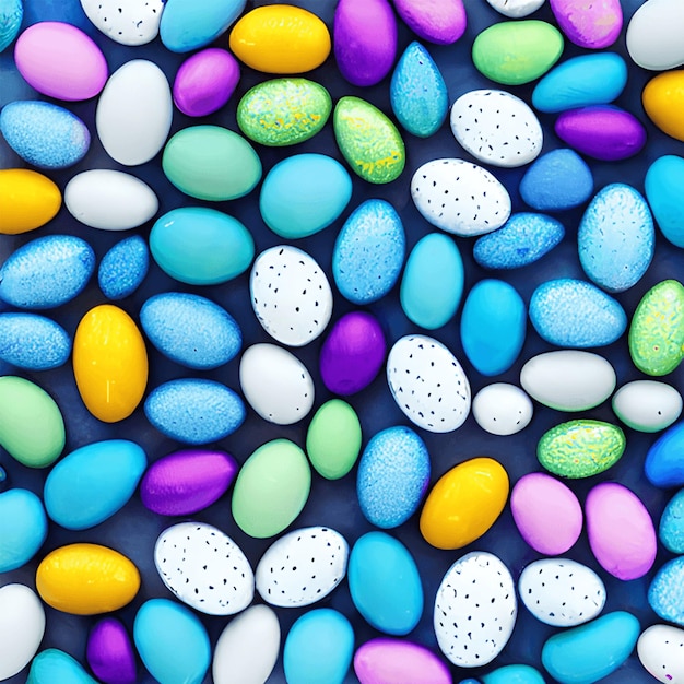 부활절 축하 개념 화려한 배경을 가진 다채로운 부활절 달걀 Generative AI