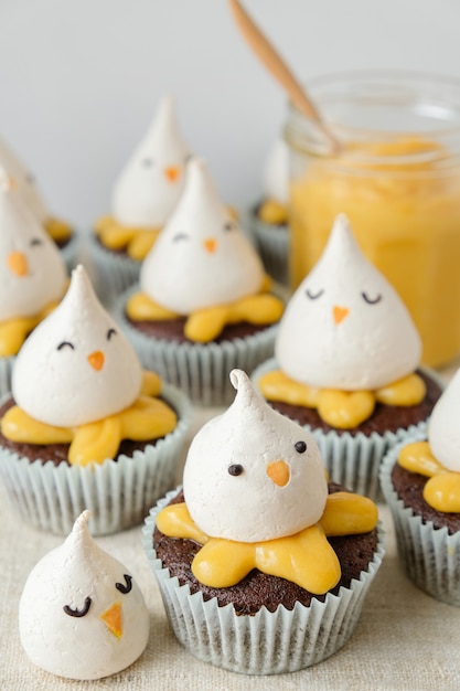 Easter chick lemon chocolate cupcakes