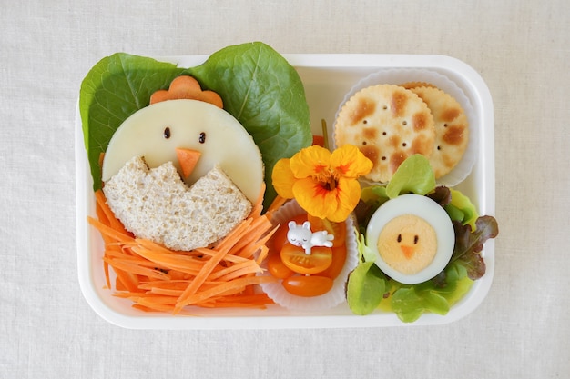 Easter chick lunch box, fun food art for kids 