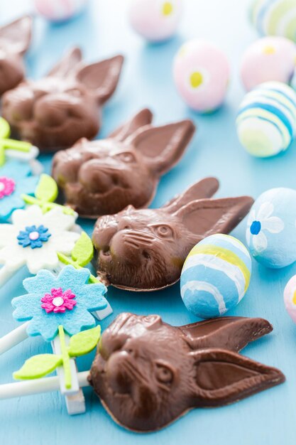 Easter chocolate bunnie pops made from solid milk chocolate.