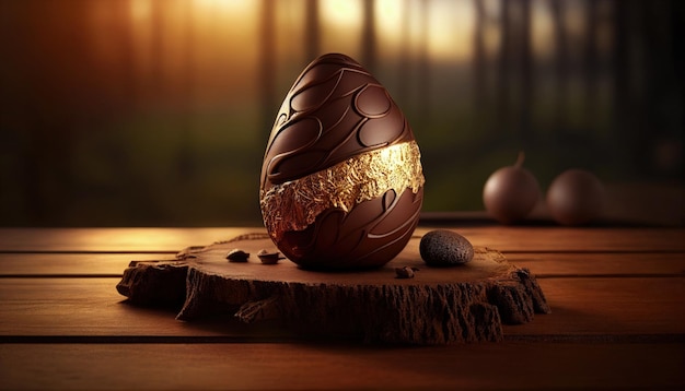 Easter, chocolate egg on the table