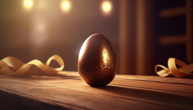 Easter, chocolate egg on the table