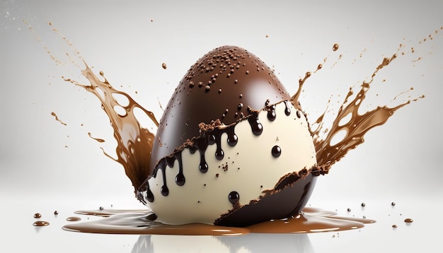 Easter Chocolate Egg with Liquid Splash AI Generative