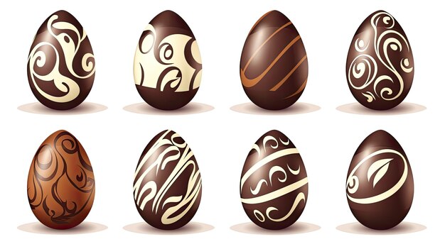 Foto illustrazione vettoriale di uova di cioccolato di pasqua