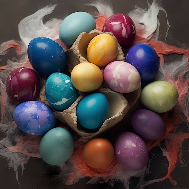 Easter colored eggs Generate Ai