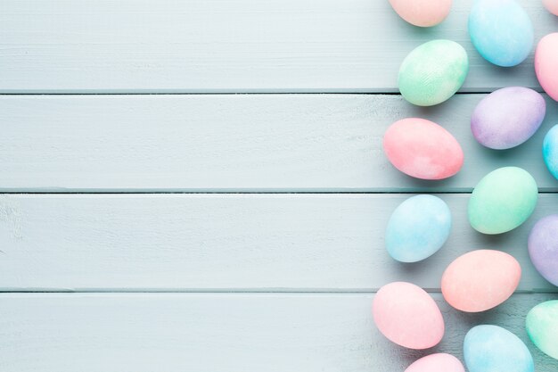 Easter colored eggs on the vintage background